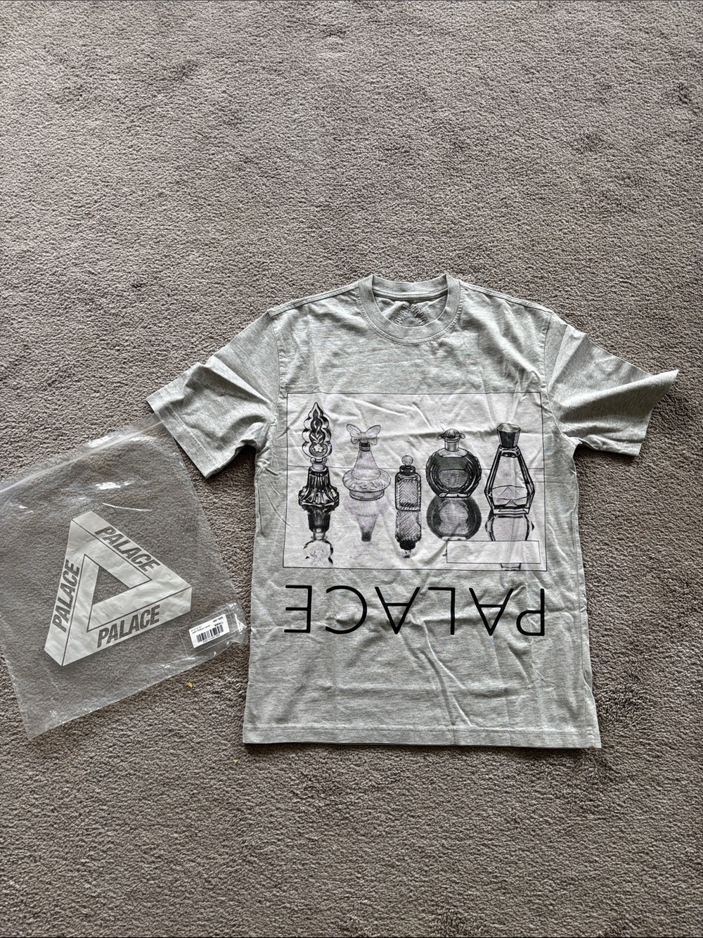 PALACE Light Gray Inverted Logo T-Shirt